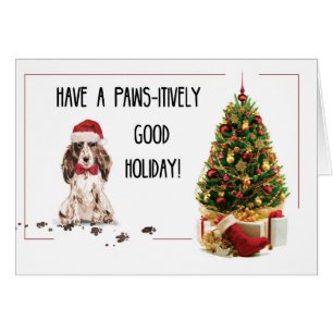 Brown Cocker Spaniel Funny Christmas Dog mit Baum
