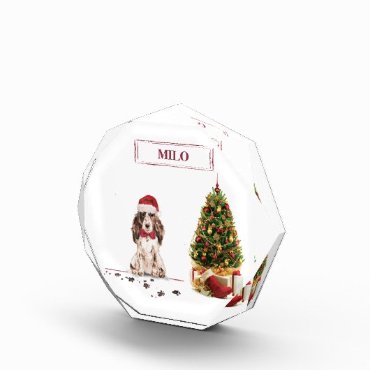 Brown Cocker Spaniel Funny Christmas Dog mit Baum Fotoblock (Rechts)