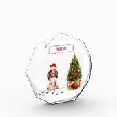 Brown Cocker Spaniel Funny Christmas Dog mit Baum Fotoblock (Links)