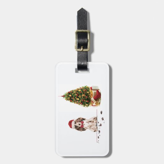 Brown Cocker Spaniel Funny Christmas Dog mit Baum Gepäckanhänger (Vorderseite vertikal)