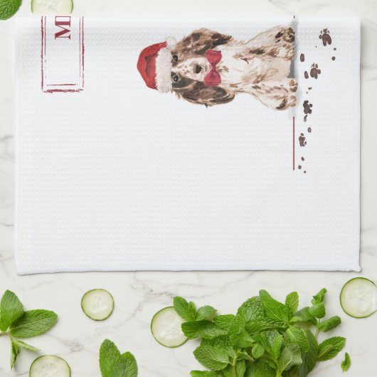 Brown Cocker Spaniel Funny Christmas Dog mit Baum Geschirrtuch (Gefaltet)