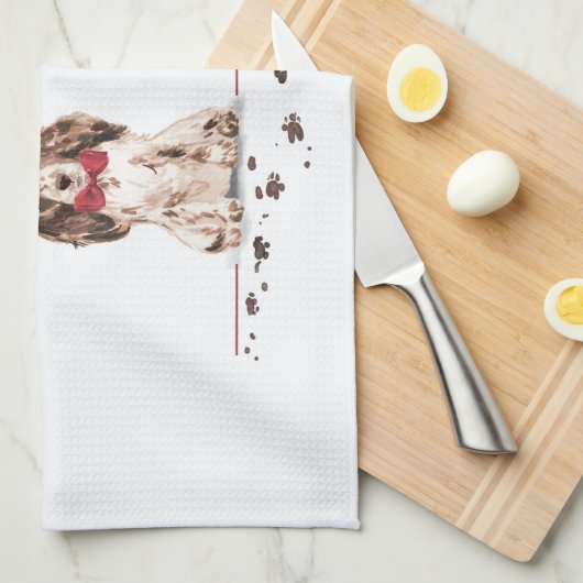 Brown Cocker Spaniel Funny Christmas Dog mit Baum Geschirrtuch (Viertel Falte)