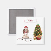 Brown Cocker Spaniel Funny Christmas Dog mit Baum Magnet (Vorderseite/Rückseite)