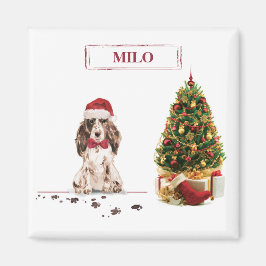 Brown Cocker Spaniel Funny Christmas Dog mit Baum Magnet