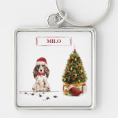 Brown Cocker Spaniel Funny Christmas Dog mit Baum Schlüsselanhänger (Vorne)