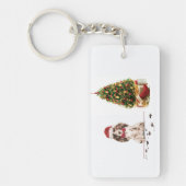 Brown Cocker Spaniel Funny Christmas Dog mit Baum Schlüsselanhänger (Vorderseite)