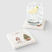 Brown Cocker Spaniel Funny Christmas Dog mit Baum Steinuntersetzer (Seitenansicht)