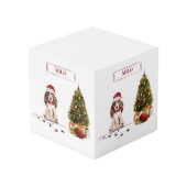 Brown Cocker Spaniel Funny Christmas Dog mit Baum Würfel (Rückseite Schrägansicht)