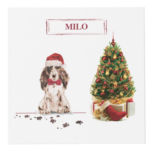 Brown Cocker Spaniel Funny Christmas Dog mit Baum Würfel (Vorderseite)