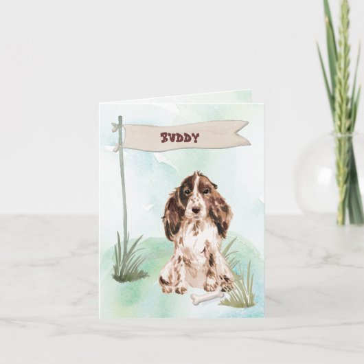 Brown Cocker Spaniel Gratulation zum neuen Hund (Vorderseite)