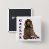 Brown Cocker Spanisch Mama 4 - Schaltfläche Button (Vorne & Hinten)