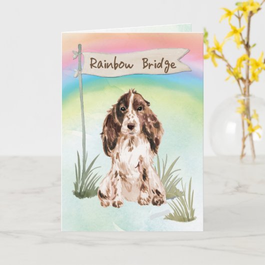 Brown Cocker Spanisch Pet Beileid über Regenbogen Karte (Gelbe Blume)