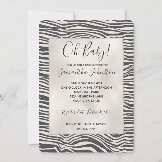 Brown Cocoa Zebra Print Einladung (Vorderseite)