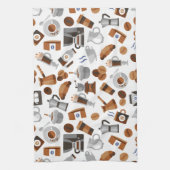 Brown Coffee and Croissant Pattern Geschirrtuch (Vertikal)