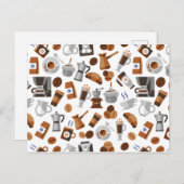 Brown Coffee and Croissant Pattern Postkarte (Vorne/Hinten)