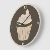 Brown Coffee Bean Cupcake Große Wanduhr (Winkel)