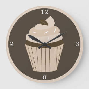 Brown Coffee Bean Cupcake Große Wanduhr