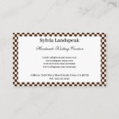 Brown Coffee Colors Beige Karos Muster & Knittin Visitenkarte (Rückseite)