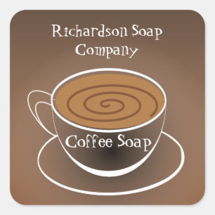 Brown Coffee Cup Coffee Soap Label Quadratischer Aufkleber