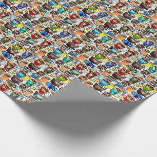 Brown Coffee Cups Abstraktes Aquarellmuster Geschenkpapier