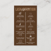 Brown Coffee Icon Makeup Lash Extension Aftercare Visitenkarte (Rückseite)