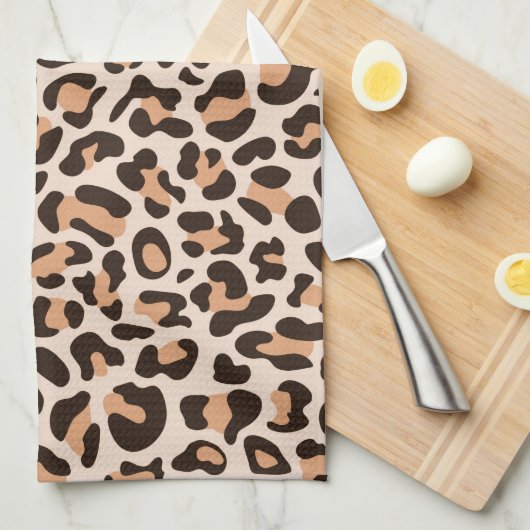 Brown Coffee Leopard Print Retro Küchentücher (Viertel Falte)