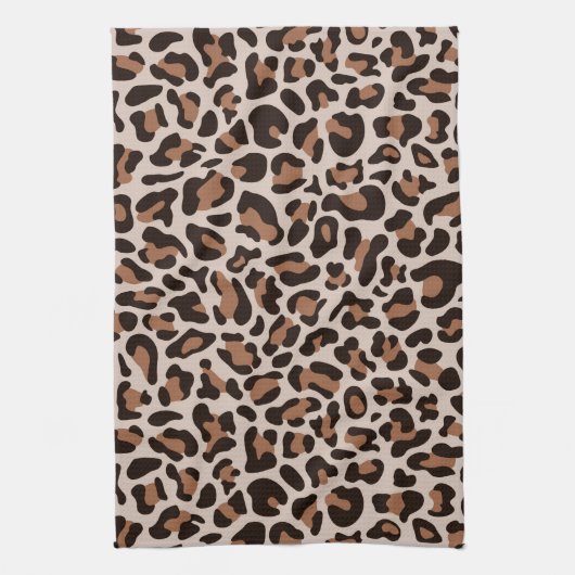 Brown Coffee Leopard Print Retro Küchentücher (Vertikal)