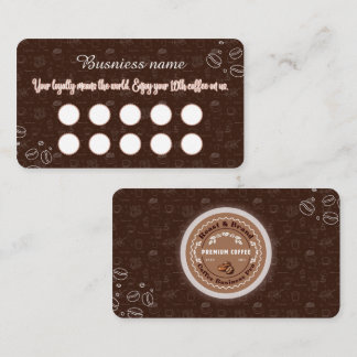 Brown Coffee Loyalty Card Minimal Design Treuekarte