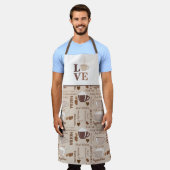 Brown Coffee Mocha Latte Liebe Muster Schürze (Getragen)