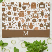 Brown Coffee Time Monogram Geschirrtuch (Gefaltet)