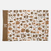 Brown Coffee Time Monogram Geschirrtuch (Horizontal)