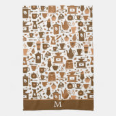 Brown Coffee Time Monogram Geschirrtuch (Vertikal)