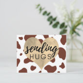 Brown Cow Muster Gold Heart sendende Schläger Postkarte (Stehend Vorderseite)