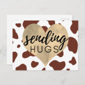 Brown Cow Muster Gold Heart sendende Schläger Postkarte (Vorne/Hinten)