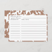 Brown Cow Print Farmhouse Rezeptkarten Begleitkarte (Vorne/Hinten)