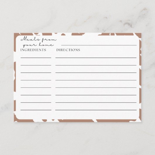 Brown Cow Print Farmhouse Rezeptkarten Begleitkarte (Vorderseite)