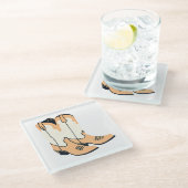 Brown Cowboy Boots Glasuntersetzer (Schrägansicht)