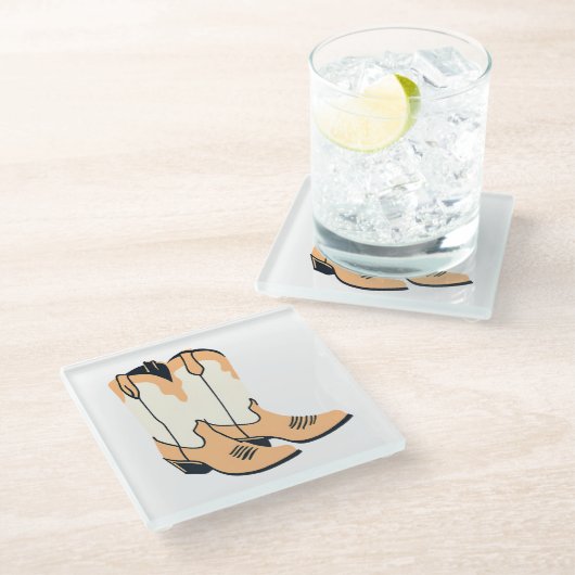 Brown Cowboy Boots Glasuntersetzer (Schrägansicht)