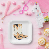 Brown Cowboy Boots Pappteller (Party)