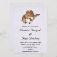 Brown Cowboy-Hut mit rosa Blume Hochzeit