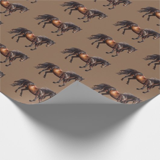 Brown Cowboy Pferde Geschenkpapier (Ecke)