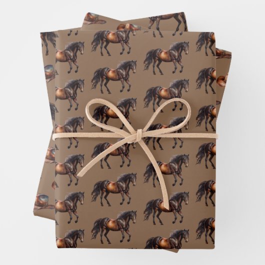 Brown Cowboy Pferde Geschenkpapier Set (Beispiel)