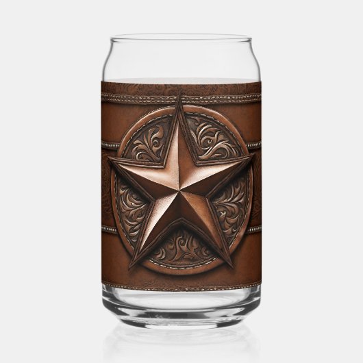 Brown Cowboy Rustikaler Western Land Texas Star Dosenglas (Vorderseite)