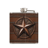Brown Cowboy Rustikaler Western Land Texas Star Flachmann (Rückseite)