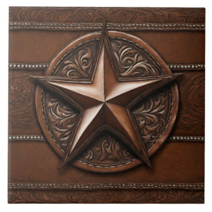Brown Cowboy Rustikaler Western Land Texas Star Fliese