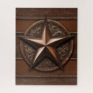 Brown Cowboy Rustikaler Western Land Texas Star Puzzle