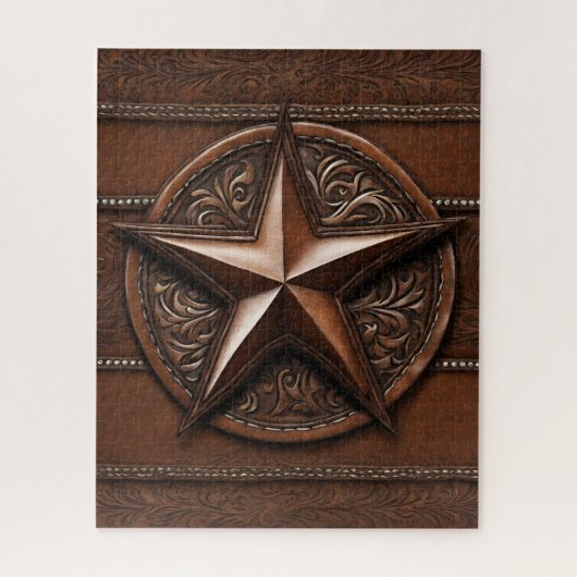 Brown Cowboy Rustikaler Western Land Texas Star Puzzle (Vertikal)