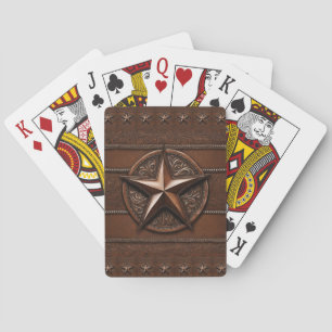 Brown Cowboy Rustikaler Western Land Texas Star Spielkarten
