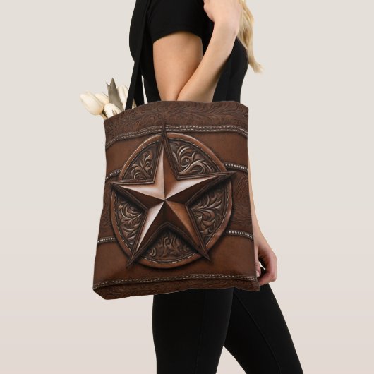 Brown Cowboy Rustikaler Western Land Texas Star Tasche (Von Nahem)