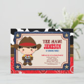 Brown Cowboy Western Old West Birthday Einladung (Stehend Vorderseite)